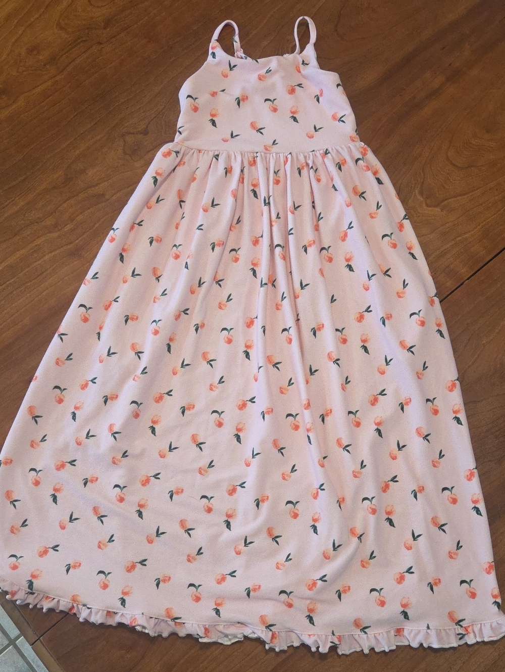SweetHoney Pink Peach-Print Spaghetti-Strap Maxi Dress
